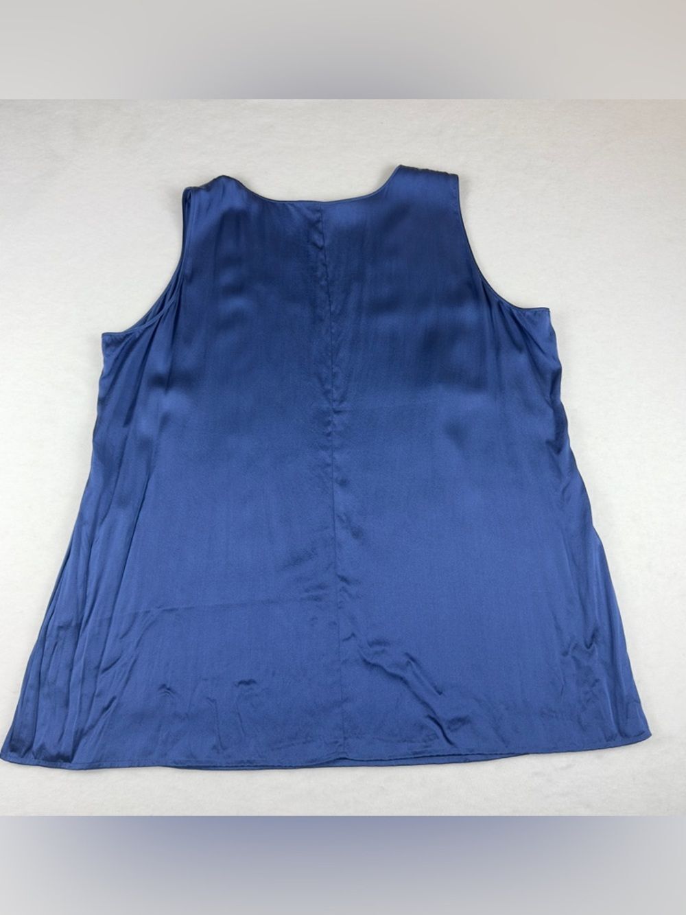 Eileen Fisher Satin Scoop Neck Sleeveless Camisole in Deep Blue - Picture 2 of 9